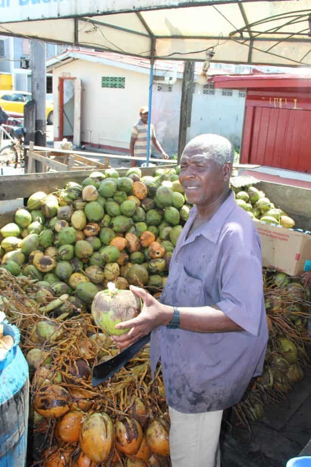 Coconut man at Bourda Market